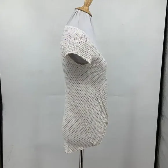 Maeve Shirt Womens XS White Multi Rainbow Stripe Leila Faux Wrap Anthropologie - Picture 5 of 13